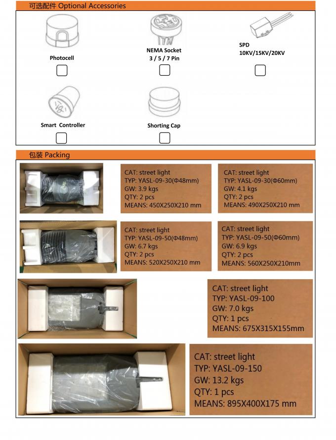 Thiết bị chiếu sáng đường tiết kiệm năng lượng Cấu trúc 50w trở lại sườn tỏa 4