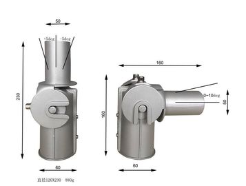 Bộ điều chỉnh 90 ° -180 ° Bộ điều chỉnh kiểu dáng cổ điển Giá đỡ cho đèn đường